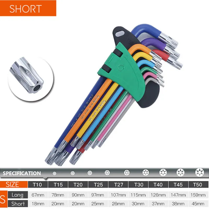 9PCS Allen Key Set, Long Arm Hex Wrench for Bicycle Repair
