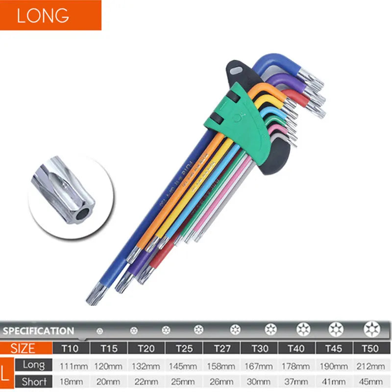 9PCS Allen Key Set, Long Arm Hex Wrench for Bicycle Repair