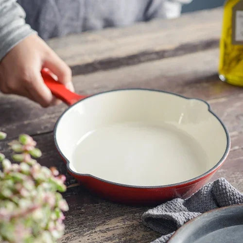 Premium Cast Iron Frying Pan, Non-Stick Skillet for Omelettes and Steak, Enamel Cookware for Induction and Gas Stoves