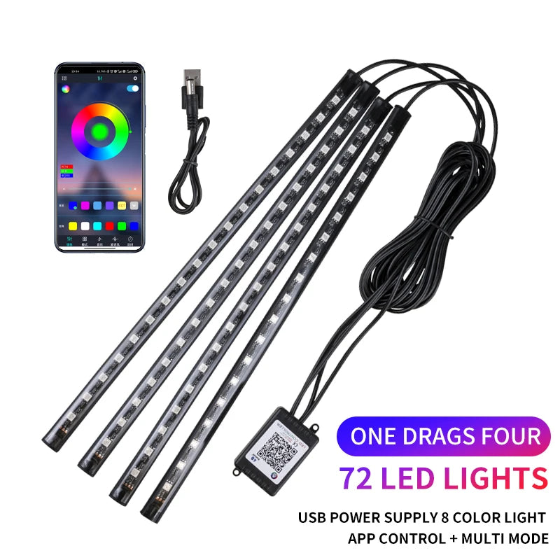 RGB LED Car Interior Foot Strip Light