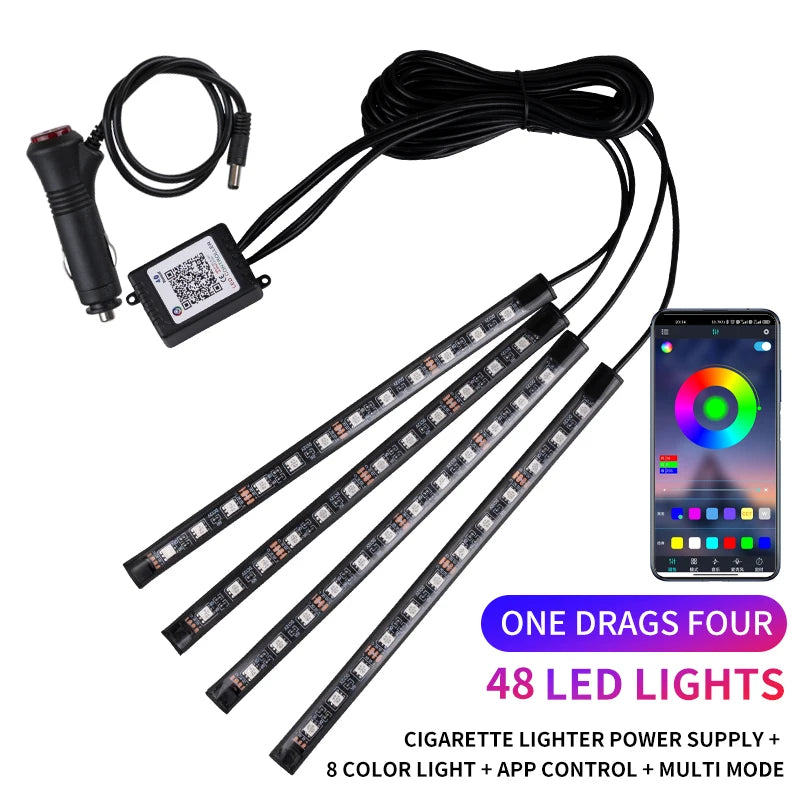 RGB LED Car Interior Foot Strip Light
