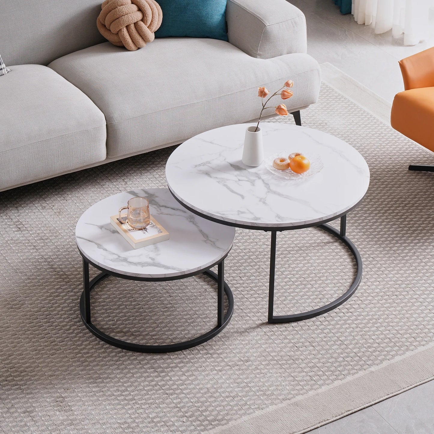 White Marble Round Tea Table