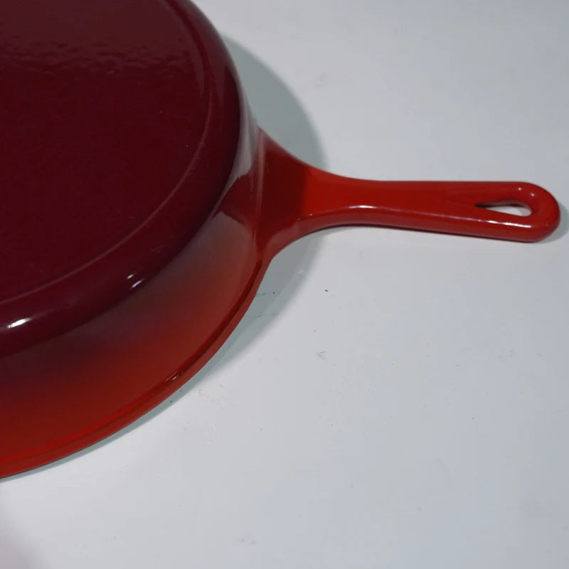 Enameled Cast Iron 10" Skillet Fry Pan Red