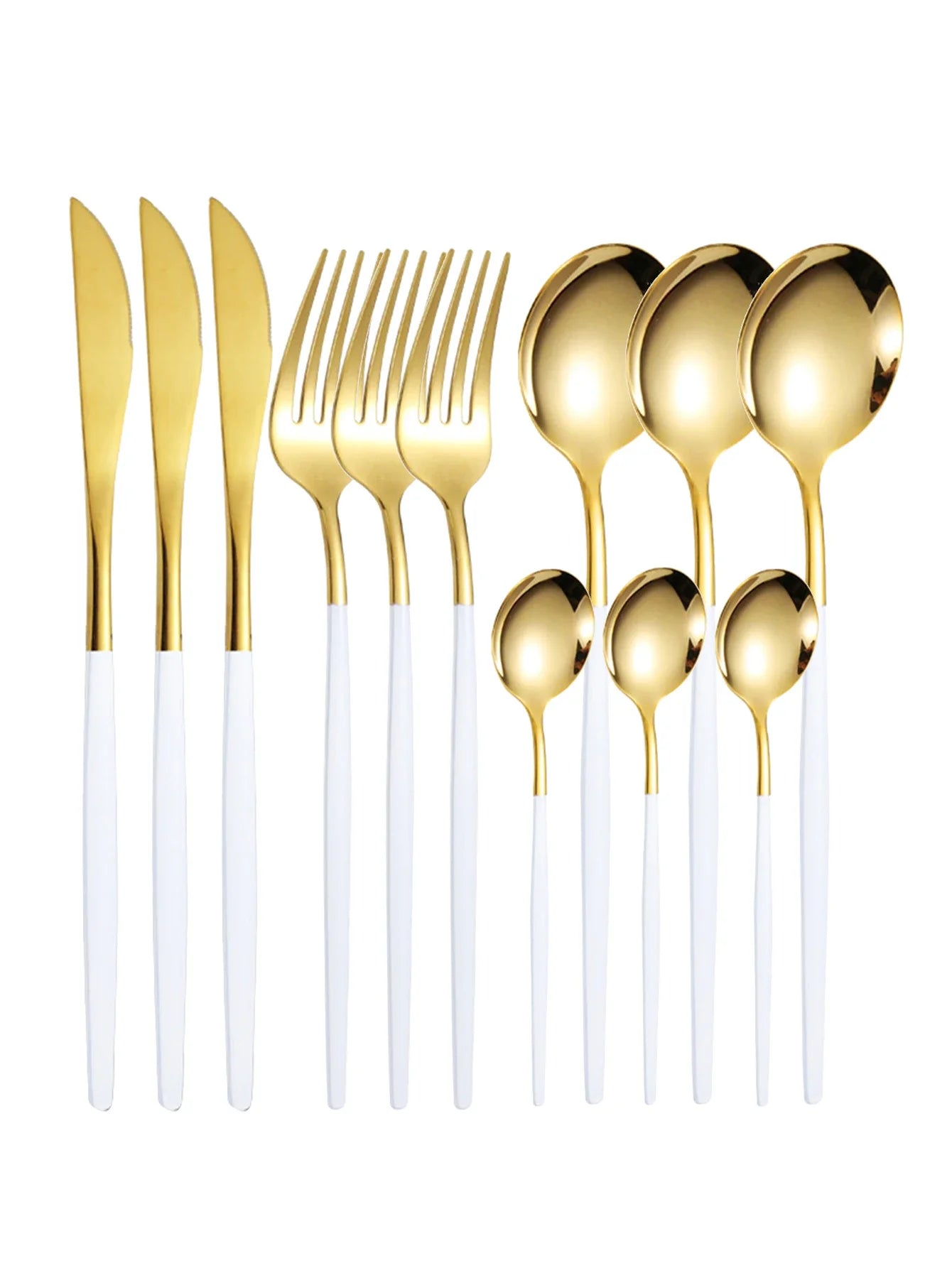 12pcs Thin Stainless Steel Tableware Set with Steak Knife & Fork