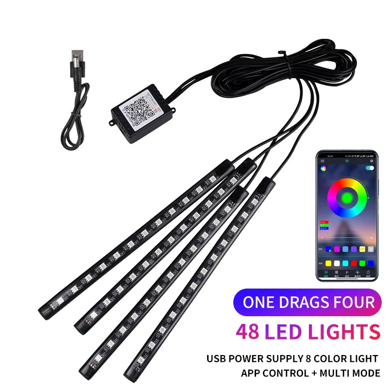 RGB LED Car Interior Foot Strip Light