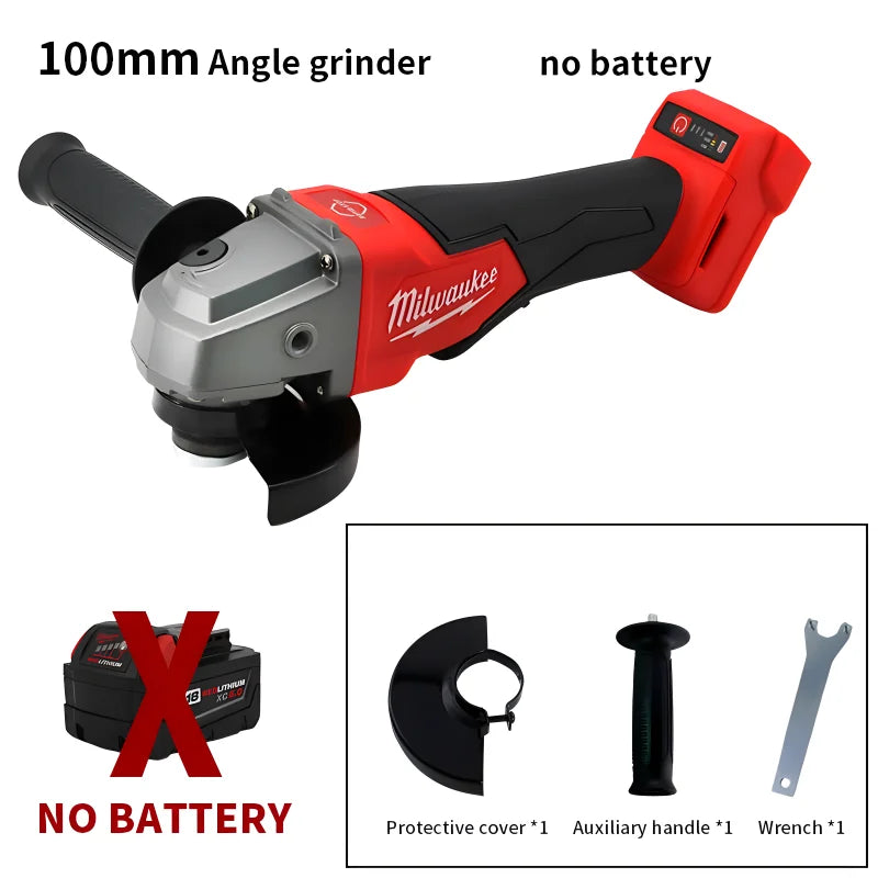 Milwaukee 125mm/100mm Brushless Angle Grinder, Variable Speed, Cordless
