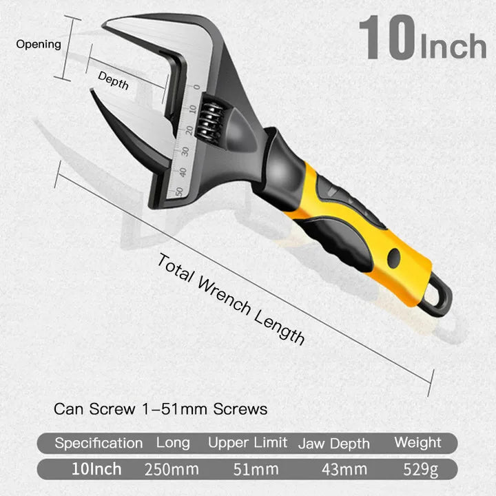 AIRAJ Adjustable Stainless Steel Wrench for Plumbing and Household Repair