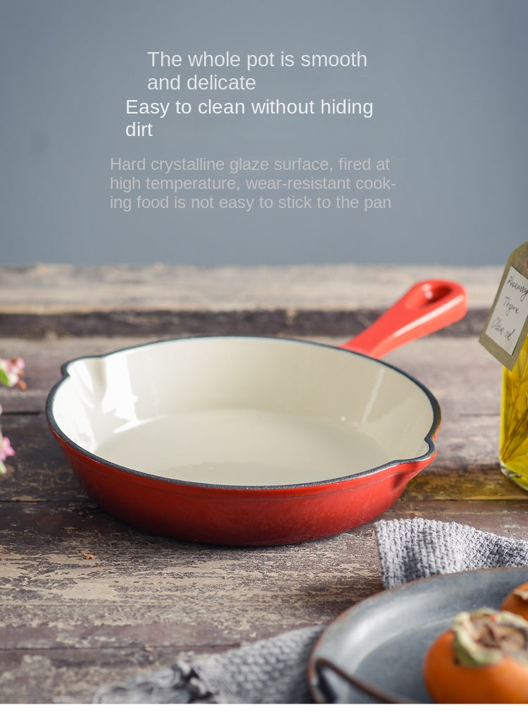 Premium Cast Iron Frying Pan, Non-Stick Skillet for Omelettes and Steak, Enamel Cookware for Induction and Gas Stoves