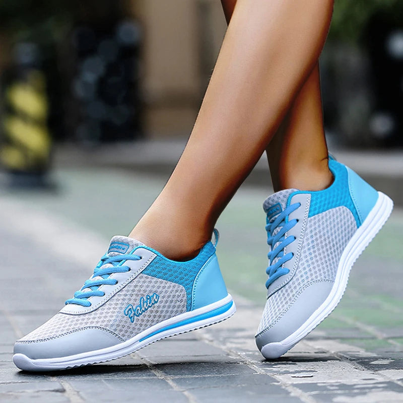 Breathable Sneakers Soft Mesh Lace-Up Casual Shoes