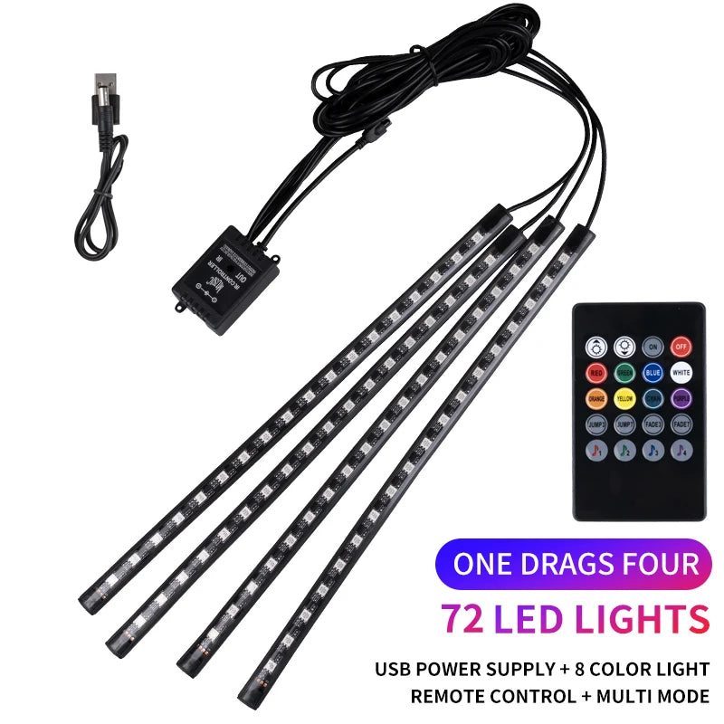 RGB LED Car Interior Foot Strip Light