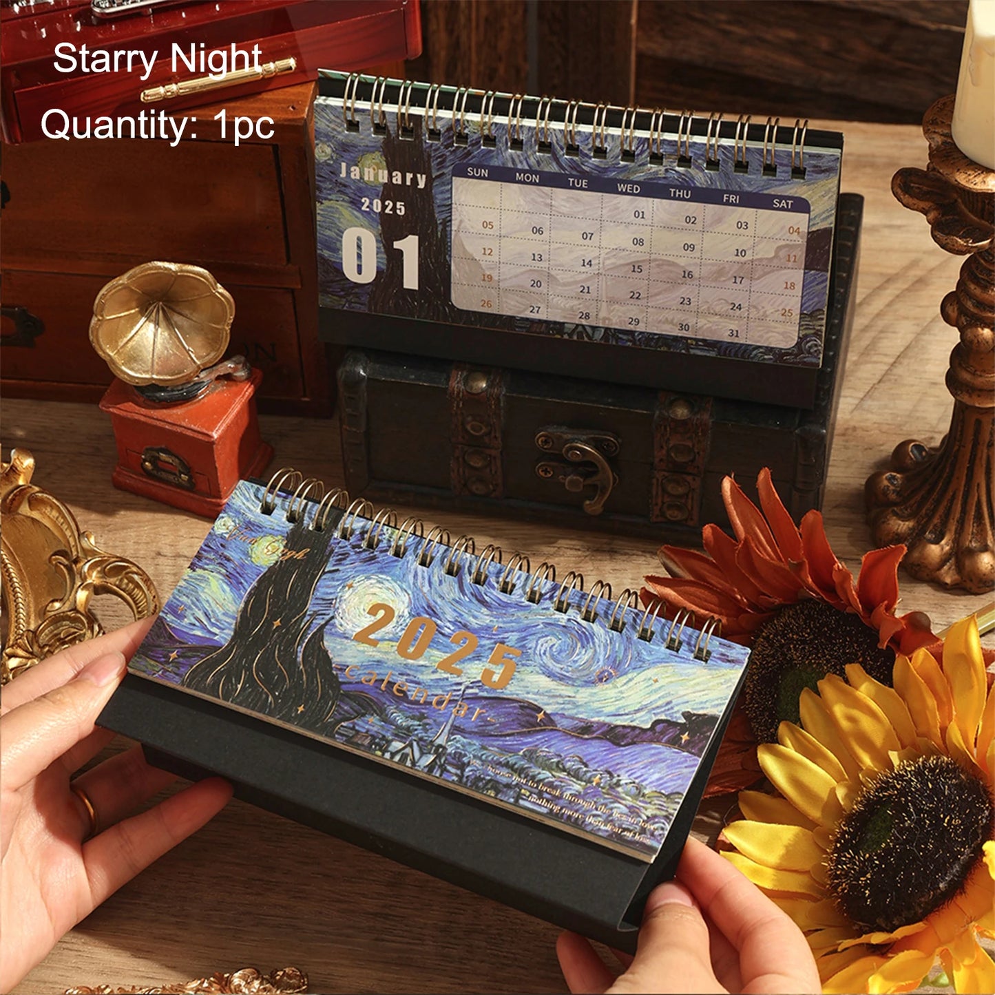 Vintage Coil Desk Calendar with Memo Notes