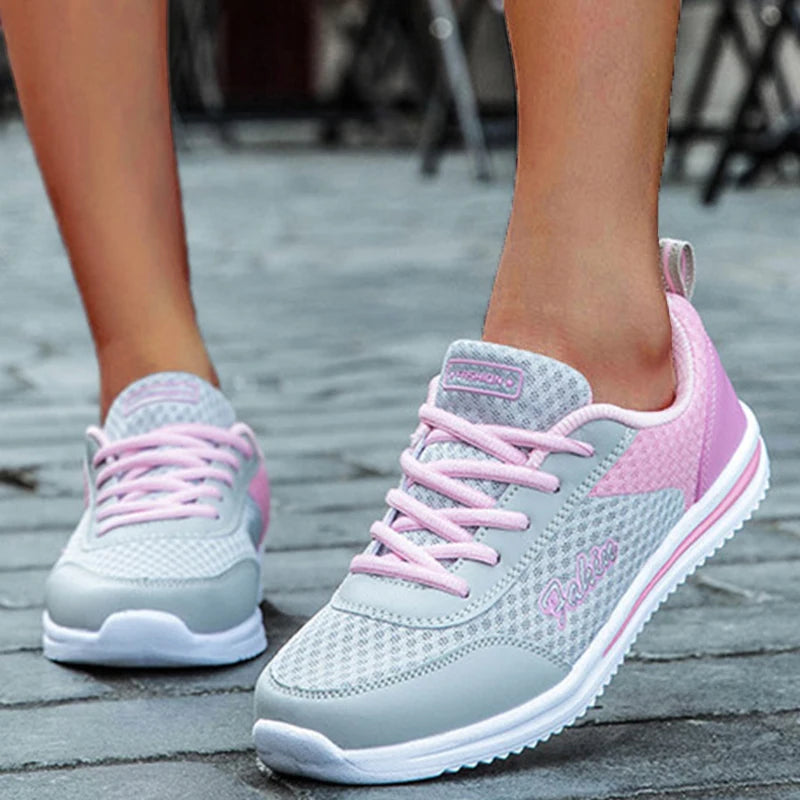 Breathable Sneakers Soft Mesh Lace-Up Casual Shoes