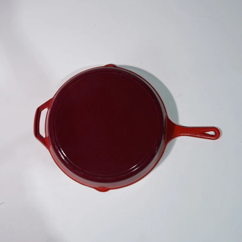 Enameled Cast Iron 10" Skillet Fry Pan Red