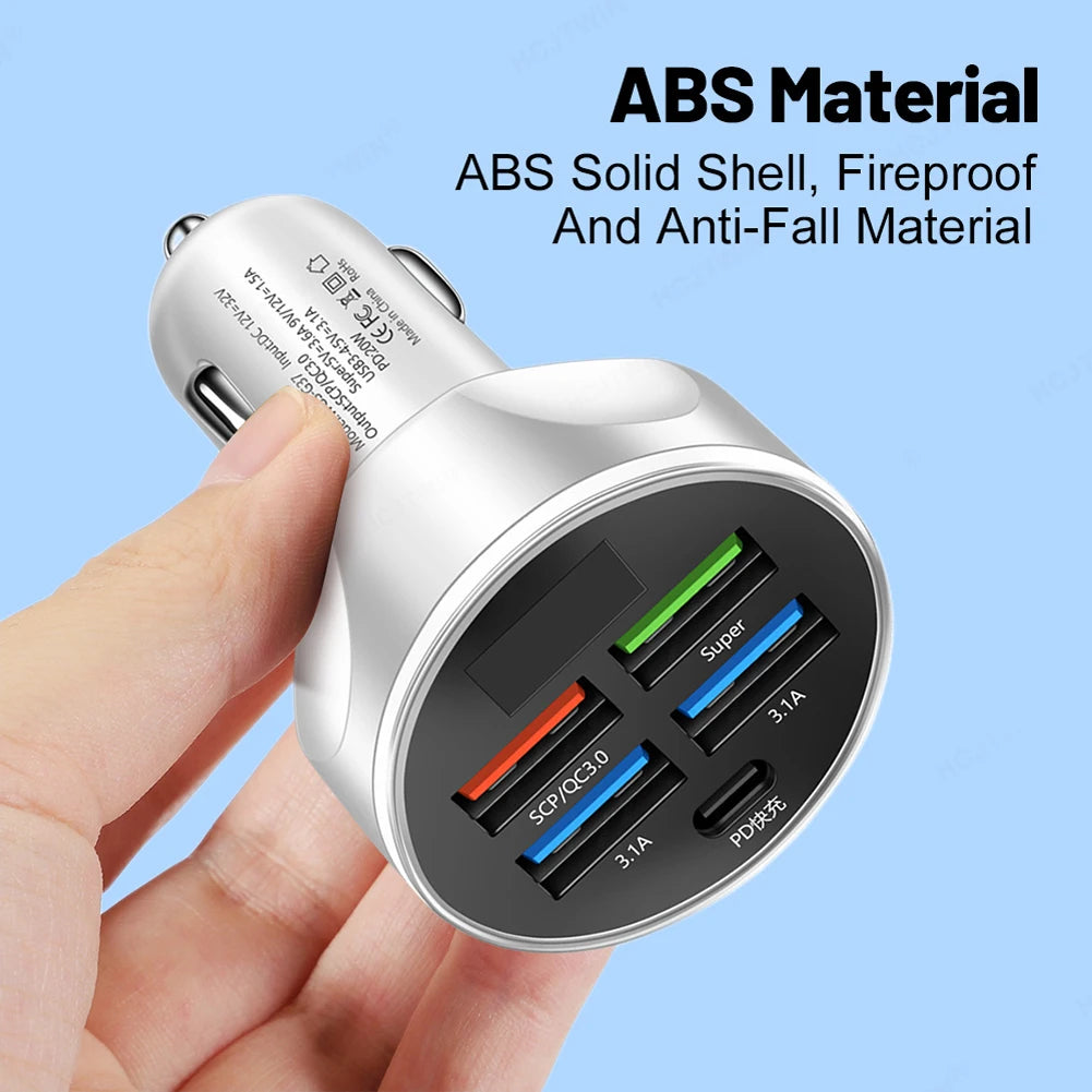 250W 5-Port Fast Car Charger