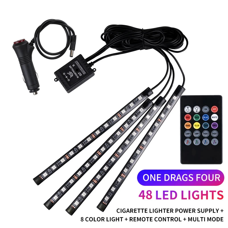 RGB LED Car Interior Foot Strip Light