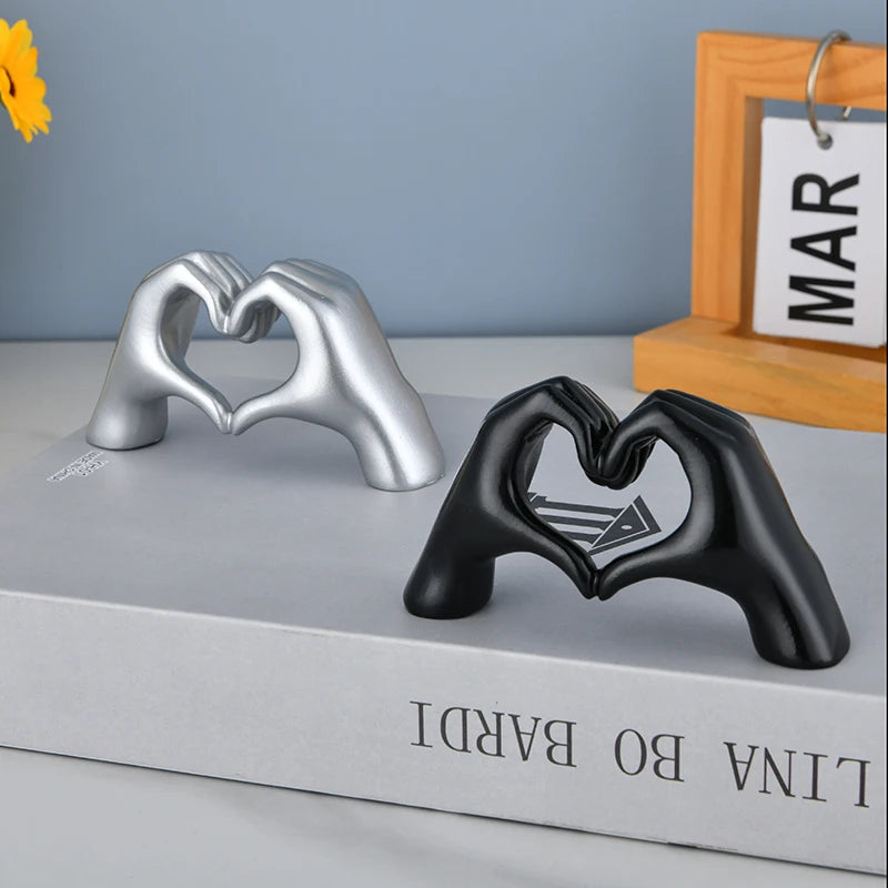 Gold Heart Hand Gesture Sculpture
