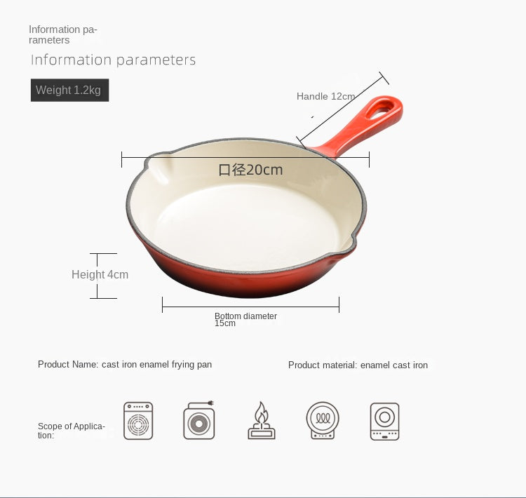 Premium Cast Iron Frying Pan, Non-Stick Skillet for Omelettes and Steak, Enamel Cookware for Induction and Gas Stoves
