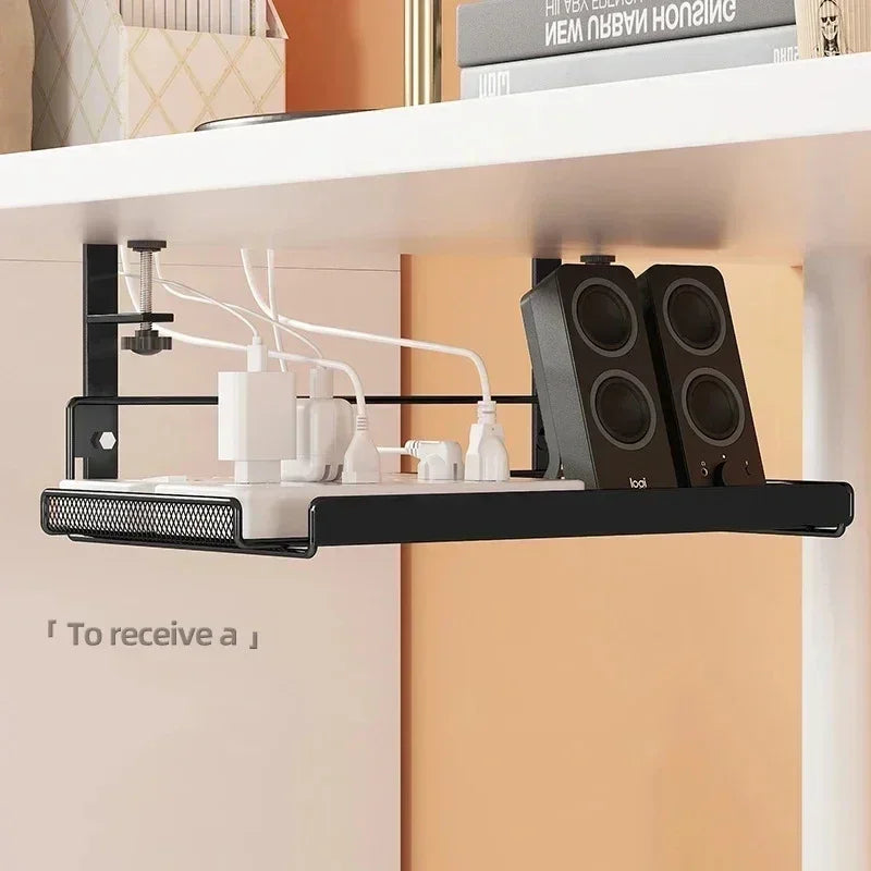 No-Drill Steel Under Desk Cable Management Tray