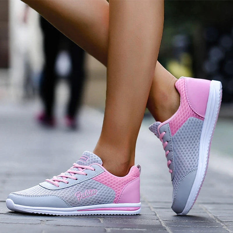 Breathable Sneakers Soft Mesh Lace-Up Casual Shoes