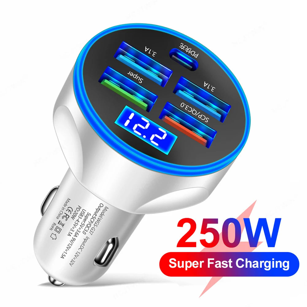 250W 5-Port Fast Car Charger