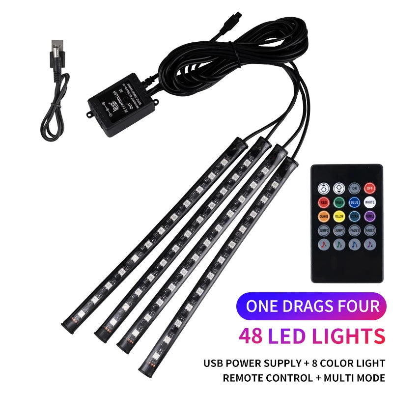 RGB LED Car Interior Foot Strip Light