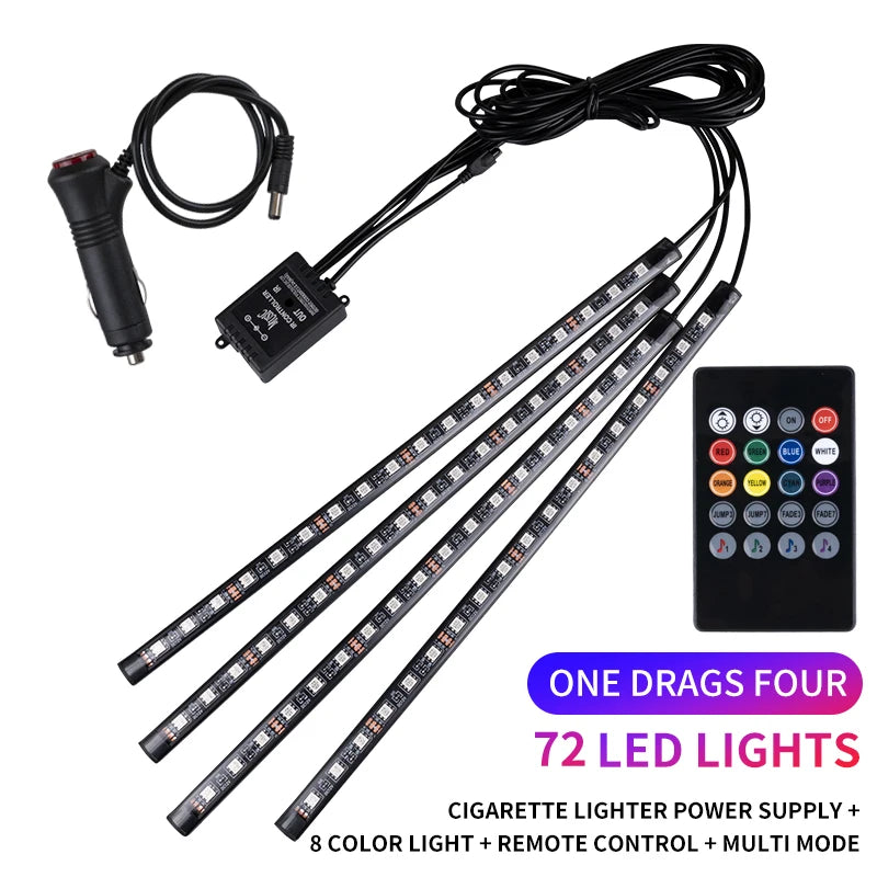 RGB LED Car Interior Foot Strip Light