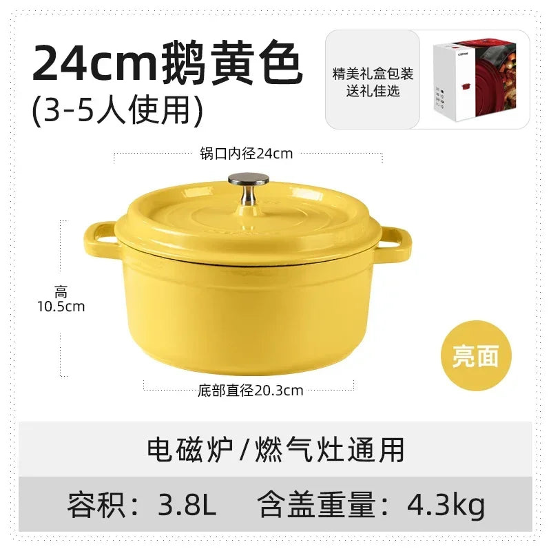 Enamel Pot Cast Iron Cooker, Household Clay Pan, Stew Casserole, Soup Stove, Non-Stick Induction Cooking, Durable and Stylish