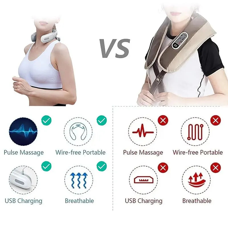 Neck Massage Machine 4-Head Heating Vibration Cervical Spine Hot Compress