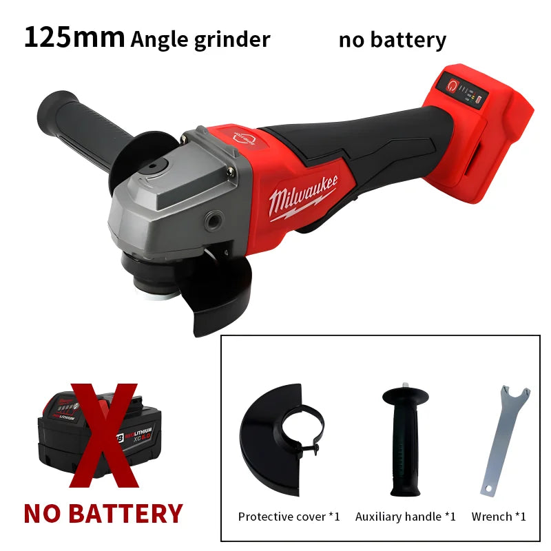 Milwaukee 125mm/100mm Brushless Angle Grinder, Variable Speed, Cordless