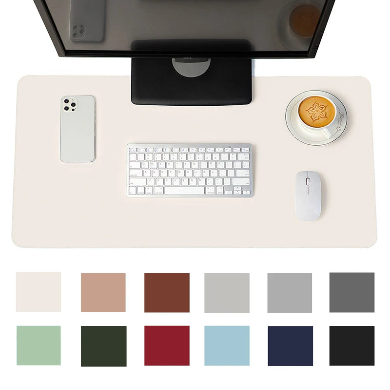 White Mousepad Large Gaming Desk Mat Waterproof Non-slip PU Suede