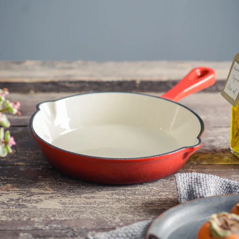 Premium Cast Iron Frying Pan, Non-Stick Skillet for Omelettes and Steak, Enamel Cookware for Induction and Gas Stoves