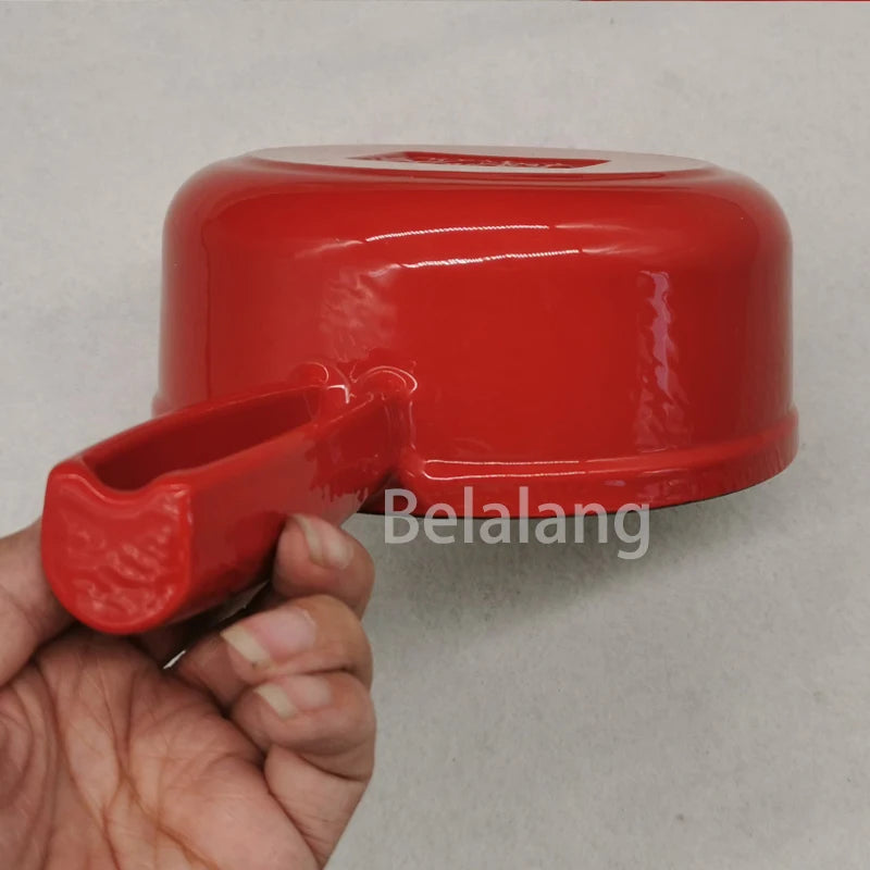 Red Enamel Cast Iron Milk Pot, 16cm