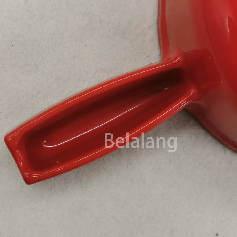 Red Enamel Cast Iron Milk Pot, 16cm