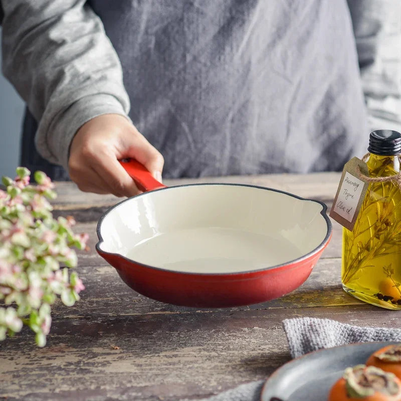 Premium Cast Iron Frying Pan, Non-Stick Skillet for Omelettes and Steak, Enamel Cookware for Induction and Gas Stoves