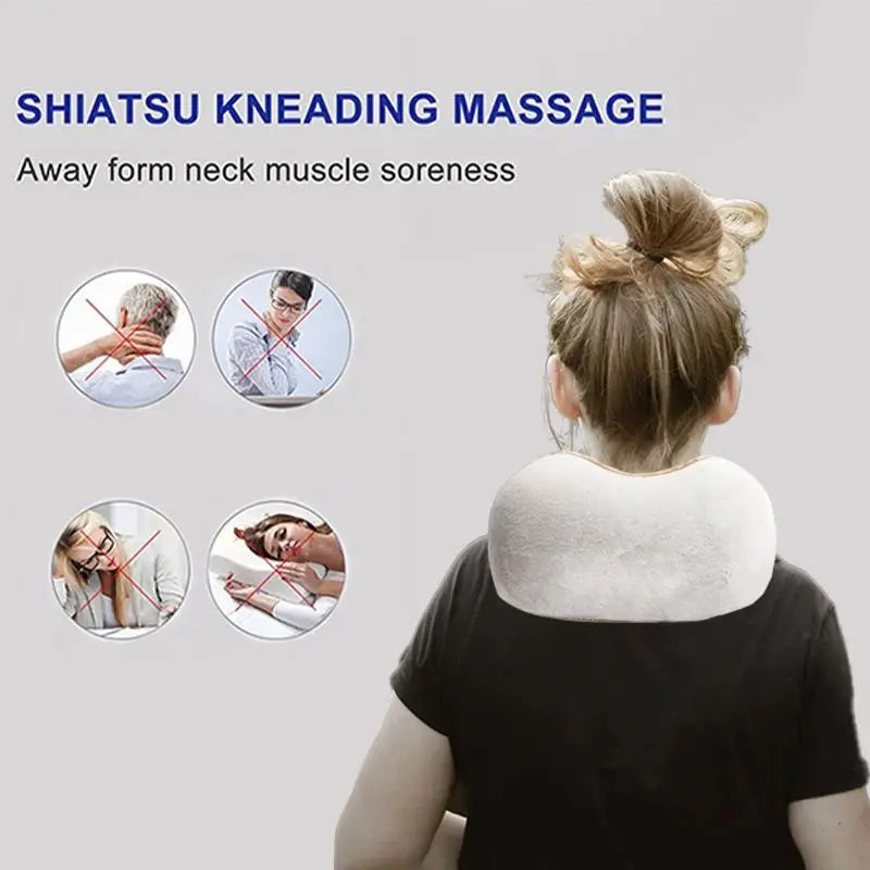 Electric Neck Massage Pillow U-Shaped Relaxation Tool for Travel