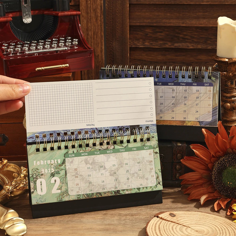 Vintage Coil Desk Calendar with Memo Notes