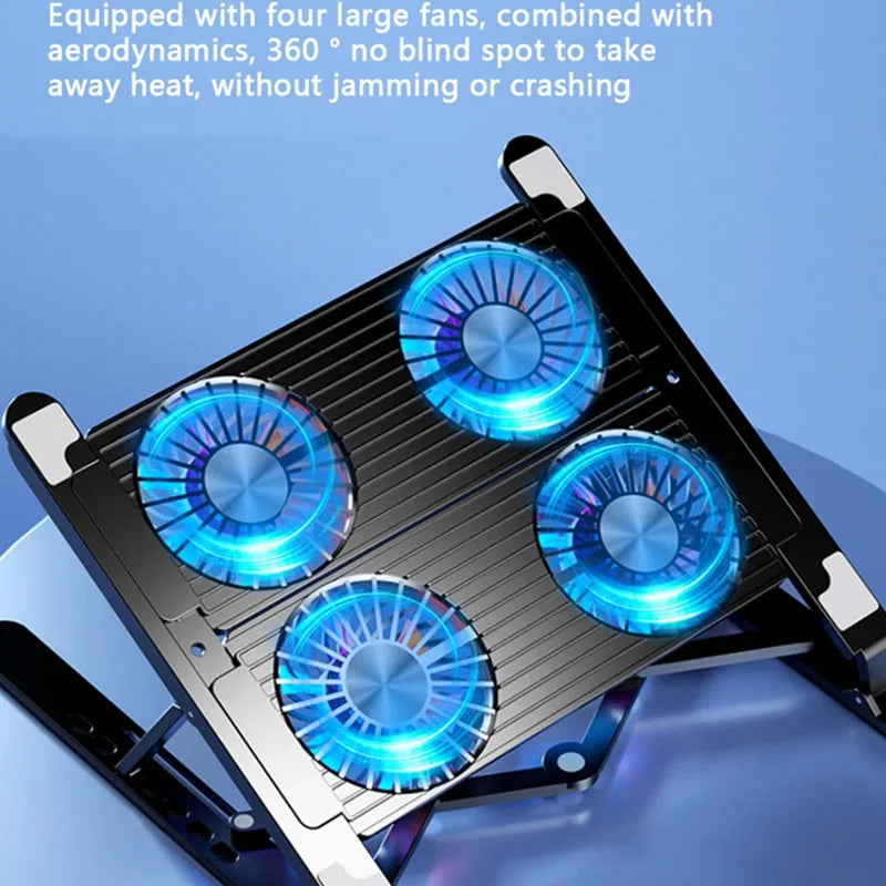 Foldable Laptop Cooler Stand Adjustable Cooling Pad with 4 Fans