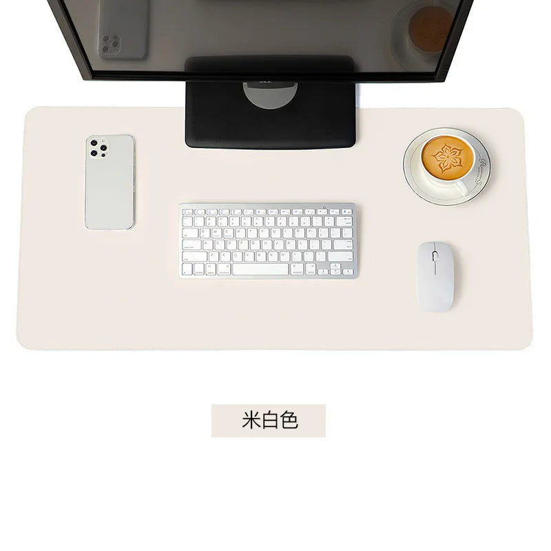 White Mousepad Large Gaming Desk Mat Waterproof Non-slip PU Suede
