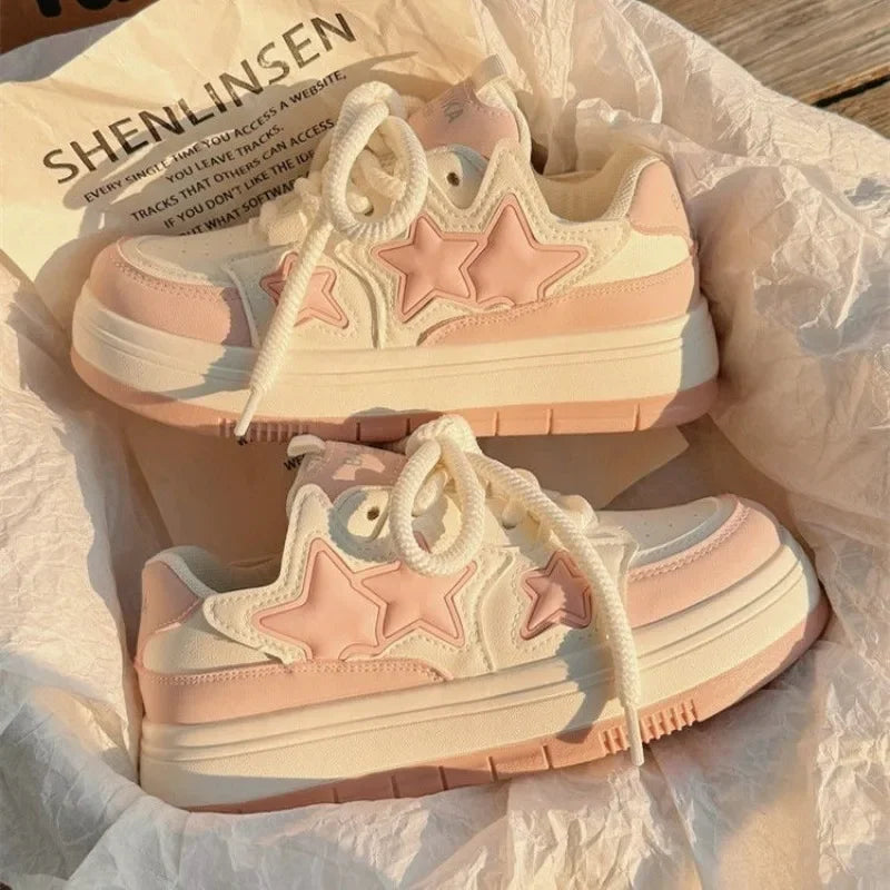 Korean Kawaii Pink Platform Sneakers