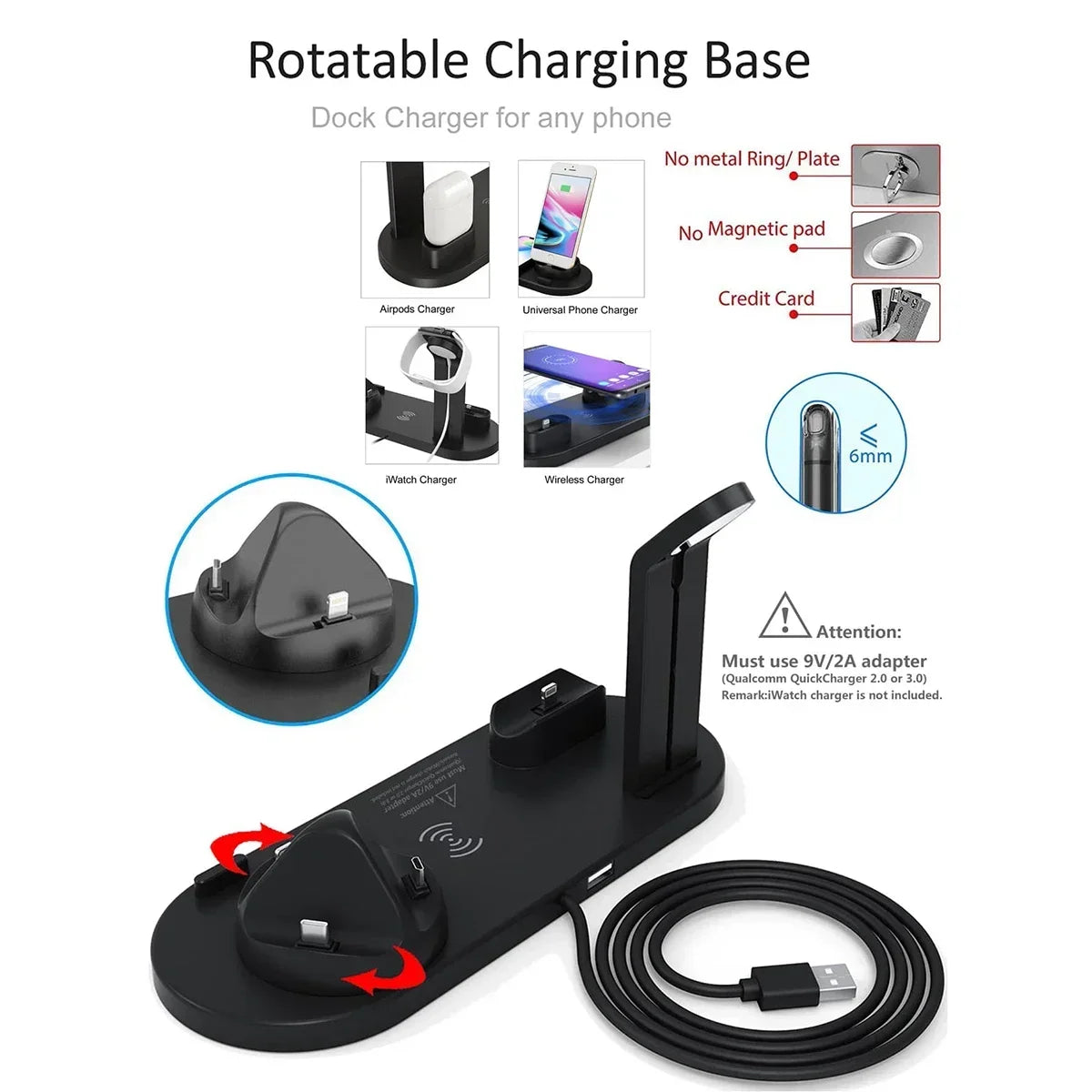 30W 7-in-1 Wireless Charger Stand