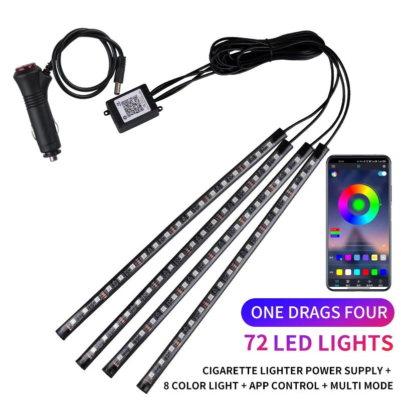 RGB LED Car Interior Foot Strip Light