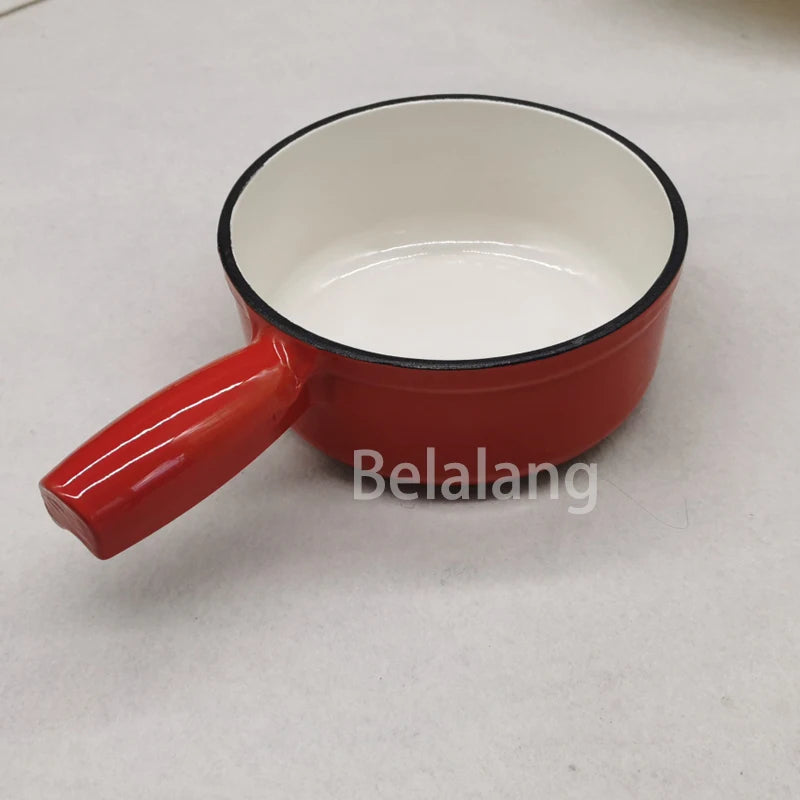 Red Enamel Cast Iron Milk Pot, 16cm