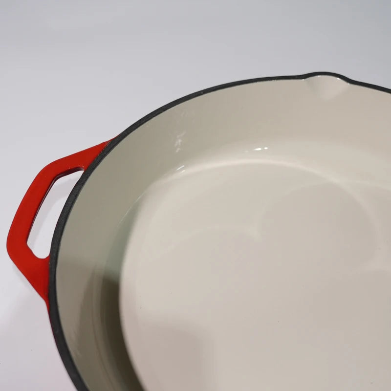 Enameled Cast Iron 10" Skillet Fry Pan Red
