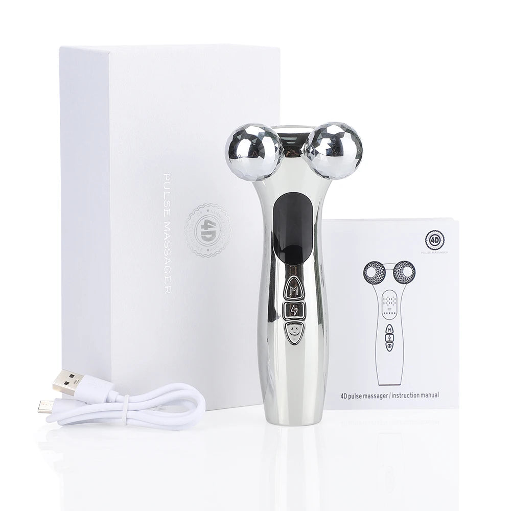 4D Roller Facial Massager EMS Face Lift Double Chin Remover