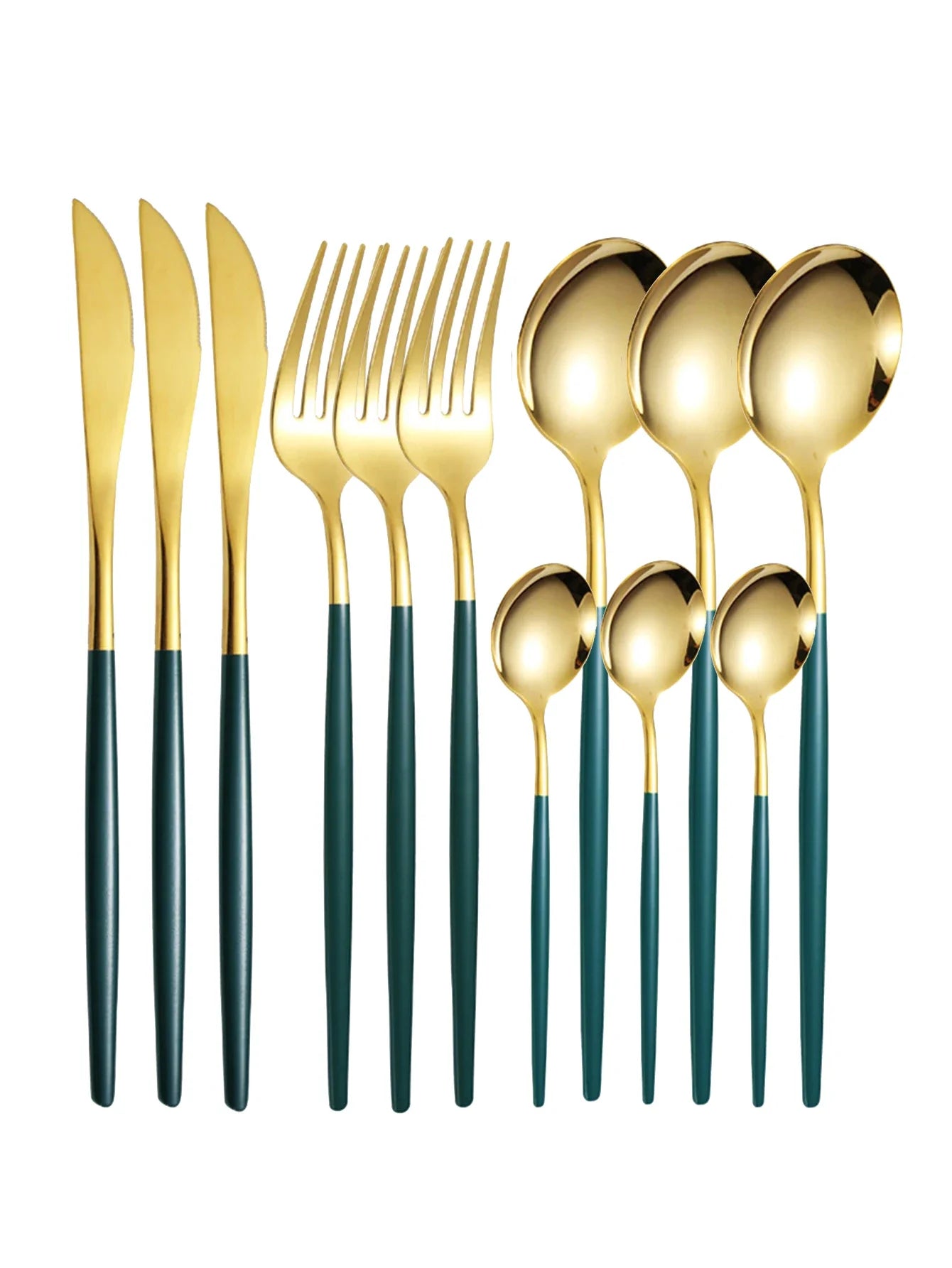 12pcs Thin Stainless Steel Tableware Set with Steak Knife & Fork