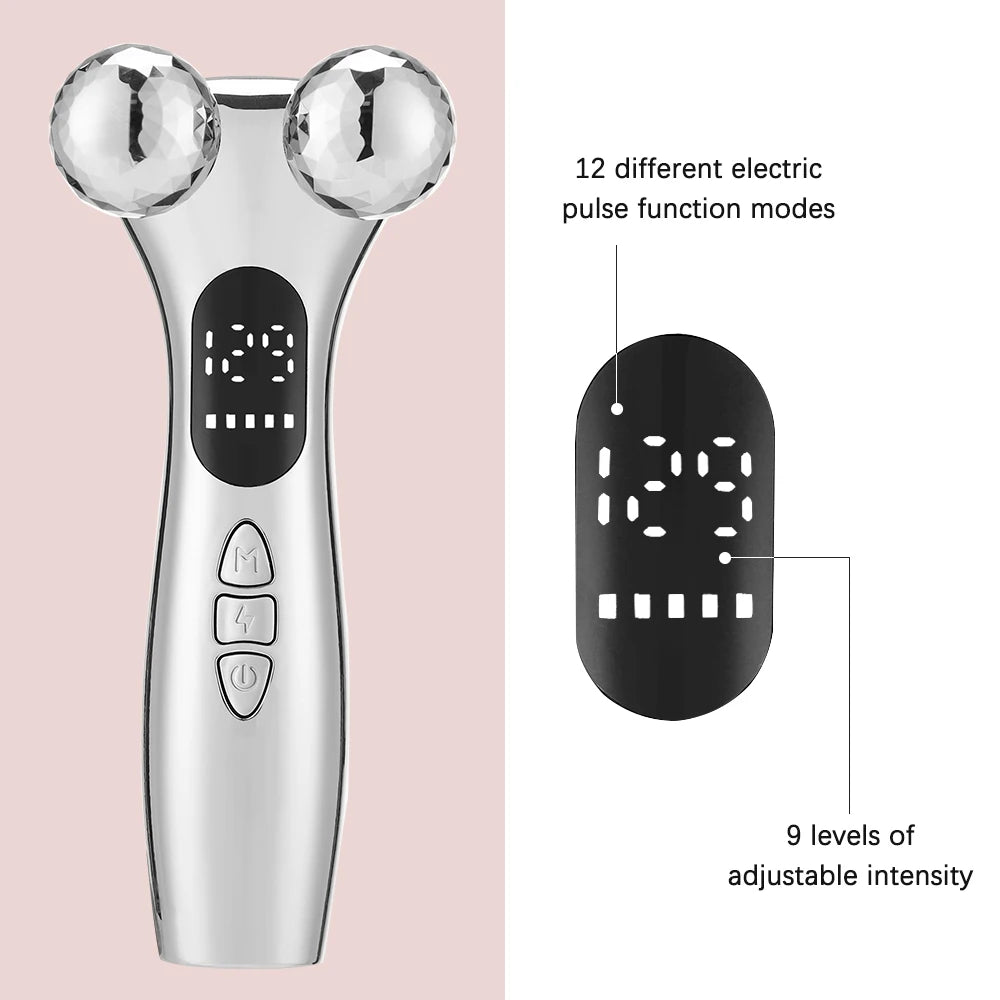 4D Roller Facial Massager EMS Face Lift Double Chin Remover