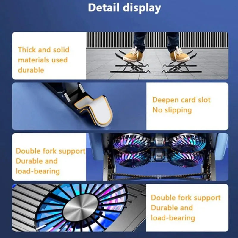Foldable Laptop Cooler Stand Adjustable Cooling Pad with 4 Fans