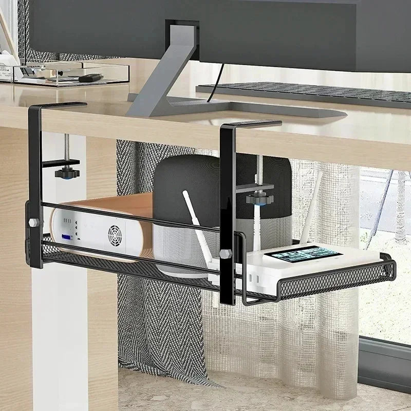 No-Drill Steel Under Desk Cable Management Tray