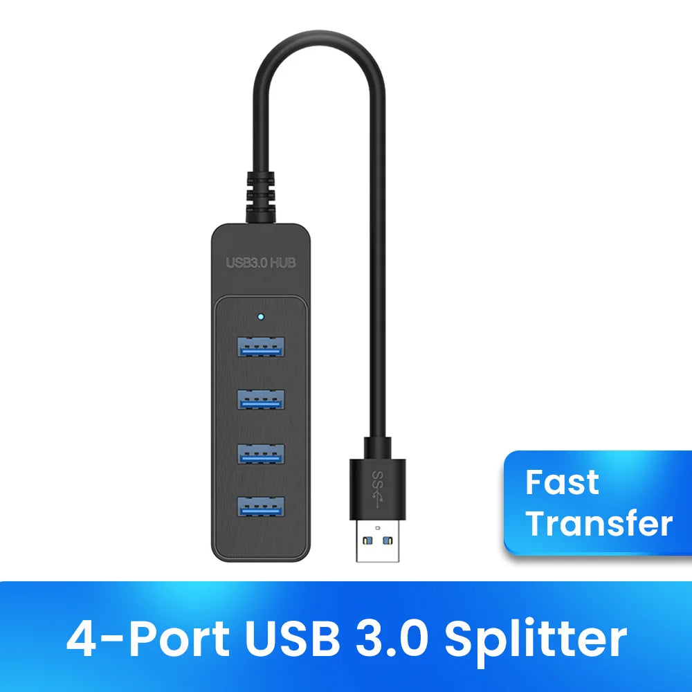 Elough 4 Ports USB Hub 3.0 High-Speed Expander for PC