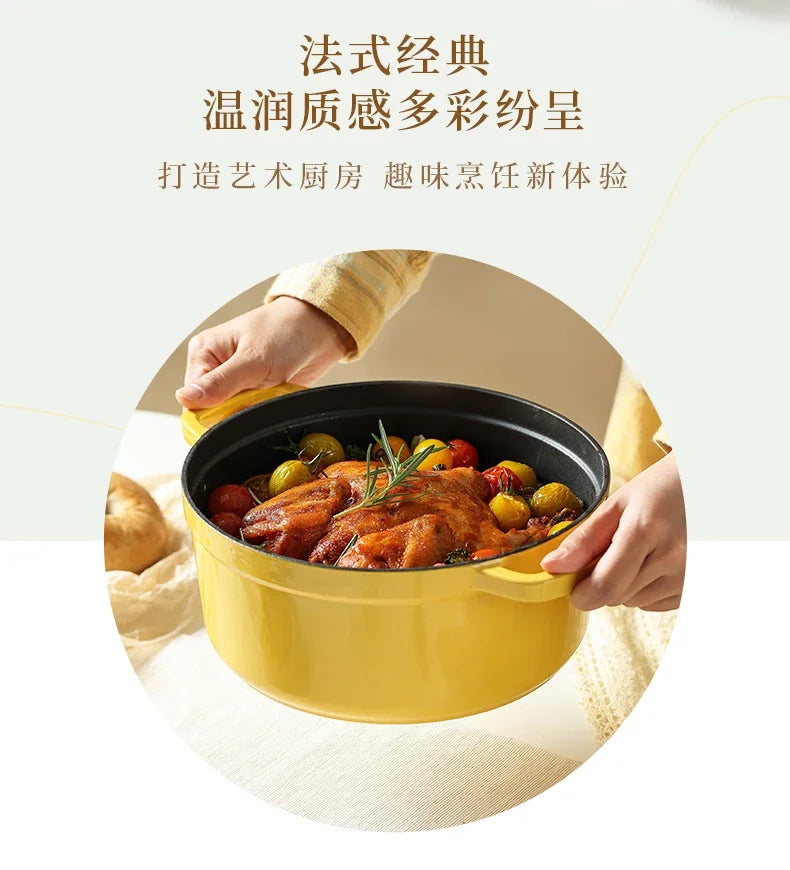 Enamel Pot Cast Iron Cooker, Household Clay Pan, Stew Casserole, Soup Stove, Non-Stick Induction Cooking, Durable and Stylish